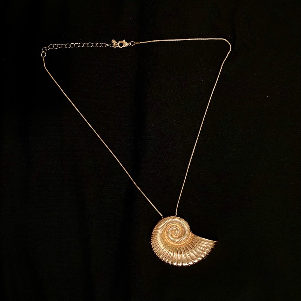 Gold-Tone Nautilus Shell Pendant Necklace